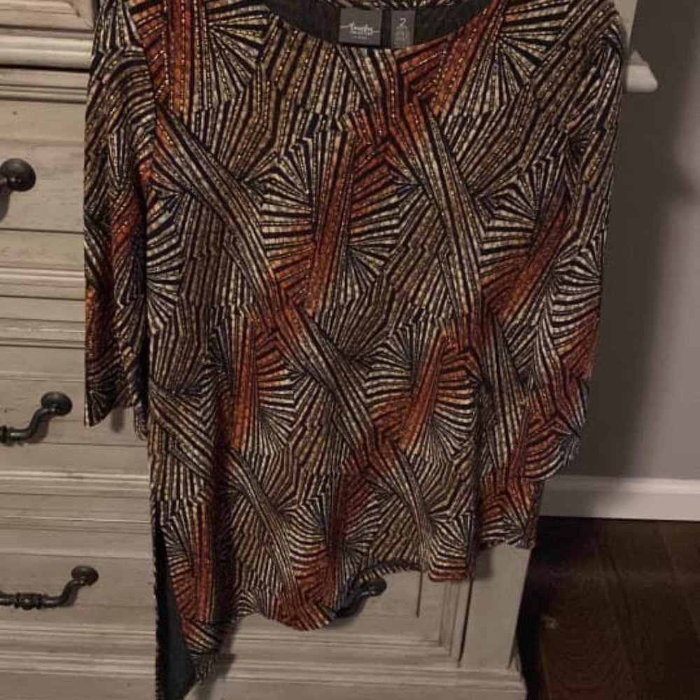 Black Print Long Top